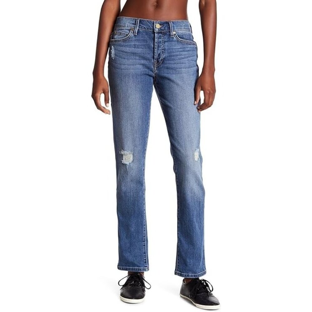 NWT Level 99 Morgan Slouchy Straight in Terrace Distressed Stretch Jeans 30